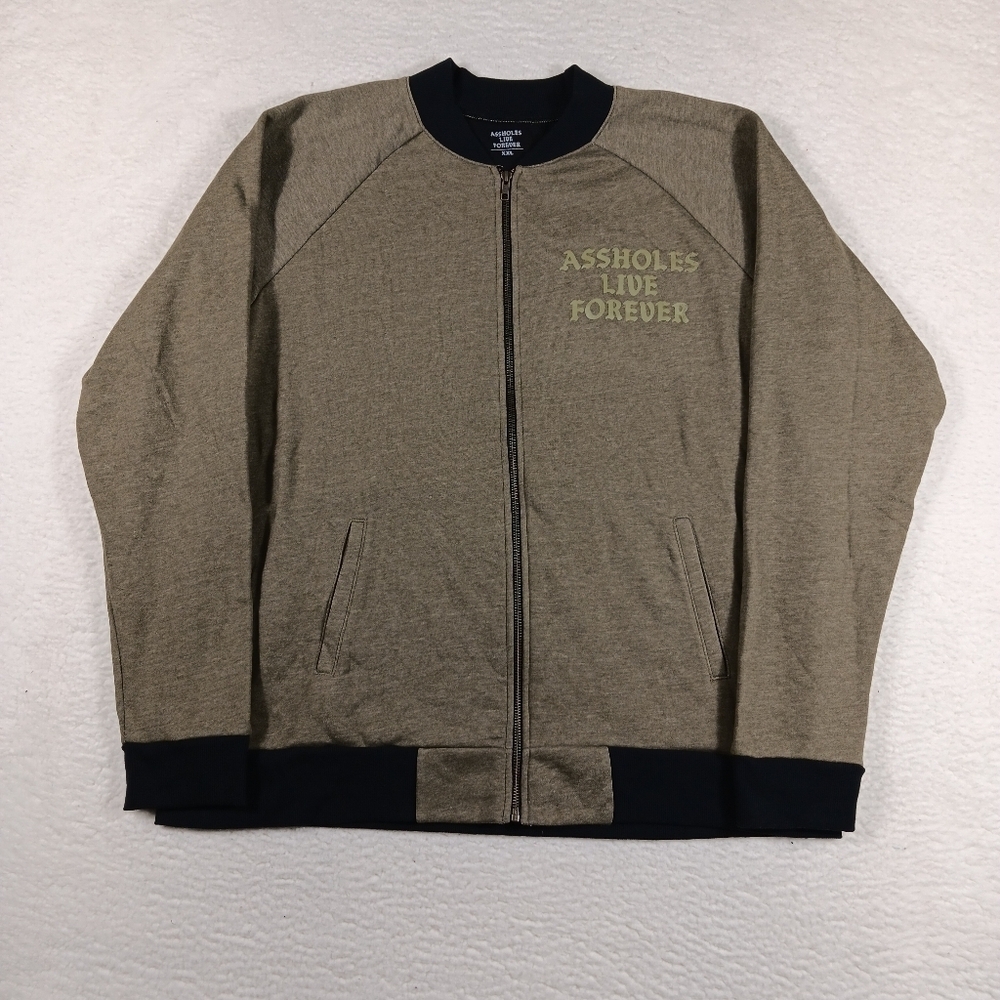 Assholes Live Forever Jacket Mens XXL 2XL Green Bomber Varsity Graphic